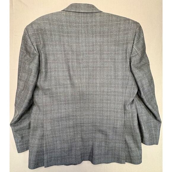 Jos A Bank Signature Collection Blue Grey Plaid Blazer Silk/Wool 4 Button 42R - Picture 3 of 9